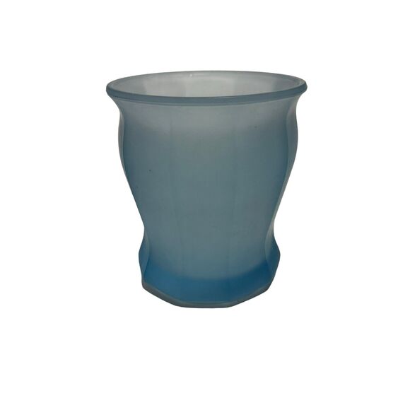 Vintage Indiana Glass Blue Satin Frosted Panel Jar Vase - Picture 1 of 7